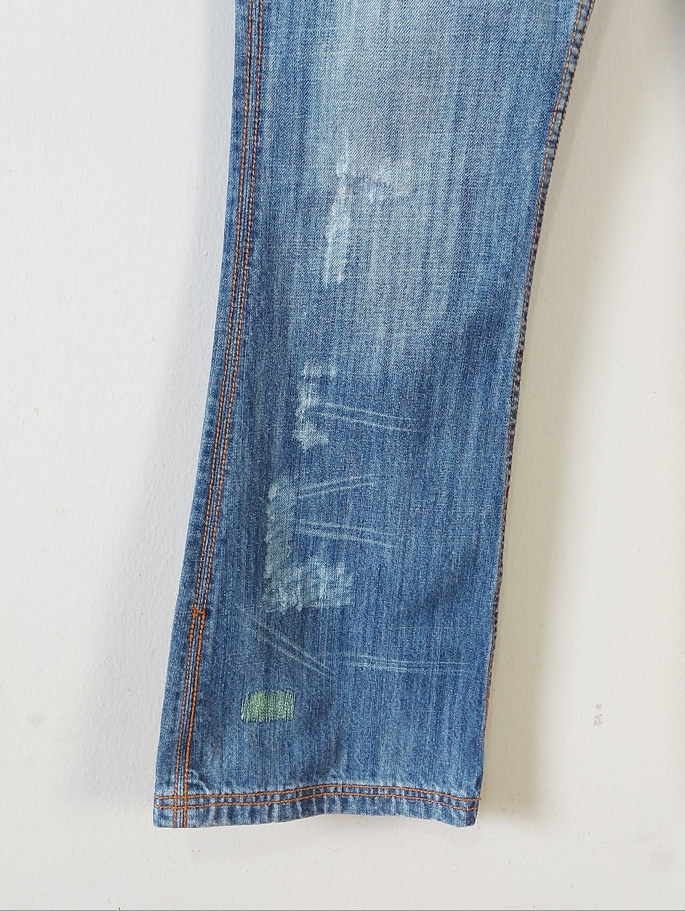 Y2K Antik Men Patchwork Festival Western Embroidered Disco Mid-rise Jeans 31 - Picture 8 of 12
